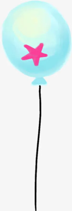 蓝色卡通红色星星气球免抠