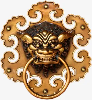 金色中国风大气门扣免抠