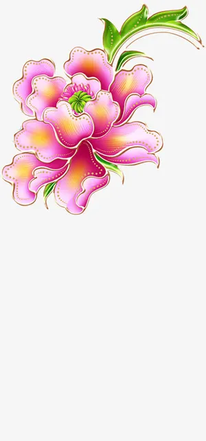 粉色富贵牡丹手绘中秋免抠