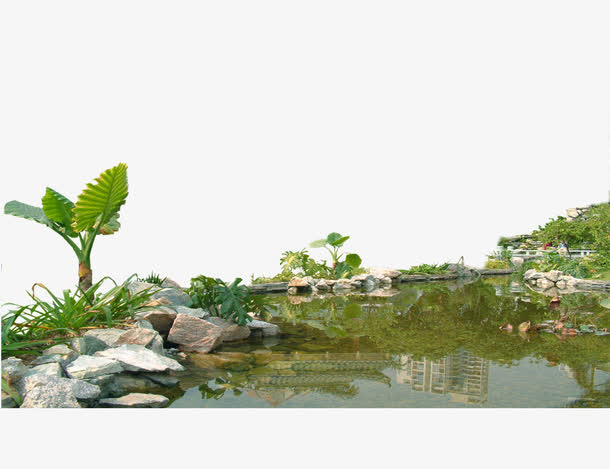 别致园林水景免抠