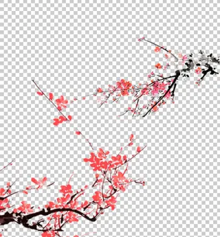 水墨的梅花免抠