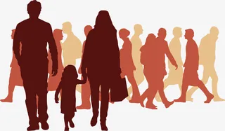 回家团聚幸福一家剪影免抠