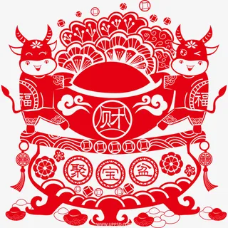牛年新春剪纸免抠