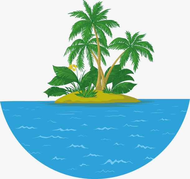 夏季椰子树岛矢量免抠