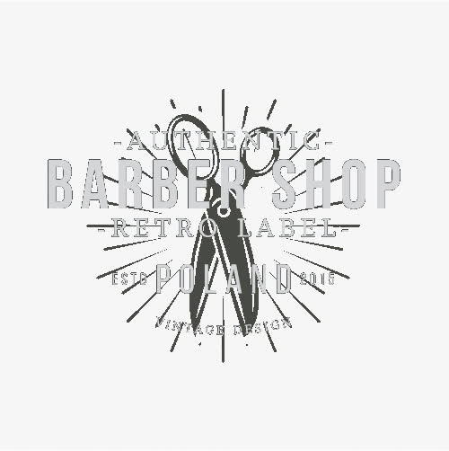 剪刀英文字母理发店标志免抠