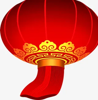 红色圆形手绘灯笼免抠