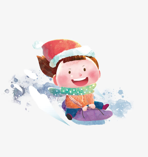 卡通滑雪女孩免抠