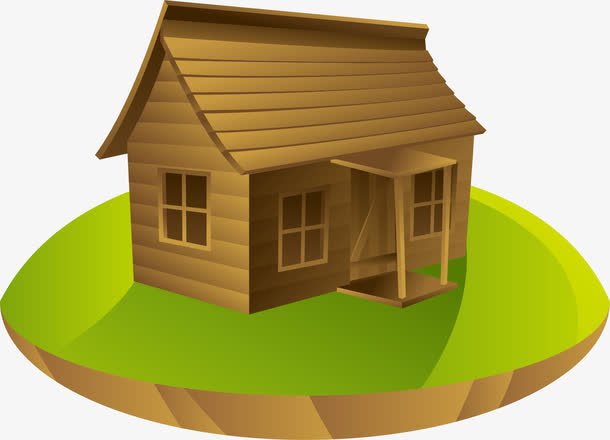 卡通木板屋免抠