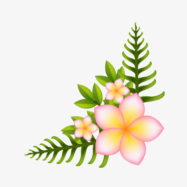 红色鸡蛋花植物矢量图免抠