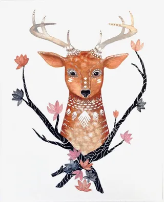 手绘森林小鹿免抠