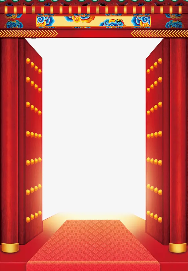 2019新年红色喜庆门口免抠手绘/卡通卡通元素