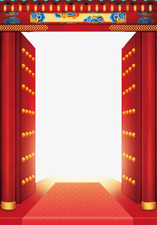 2019新年红色喜庆门口免抠手绘/卡通卡通元素