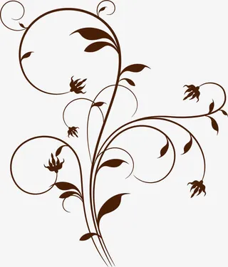手绘棕色藤蔓免抠