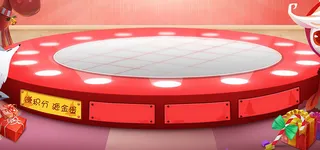 红色卡通展台背景装饰高清