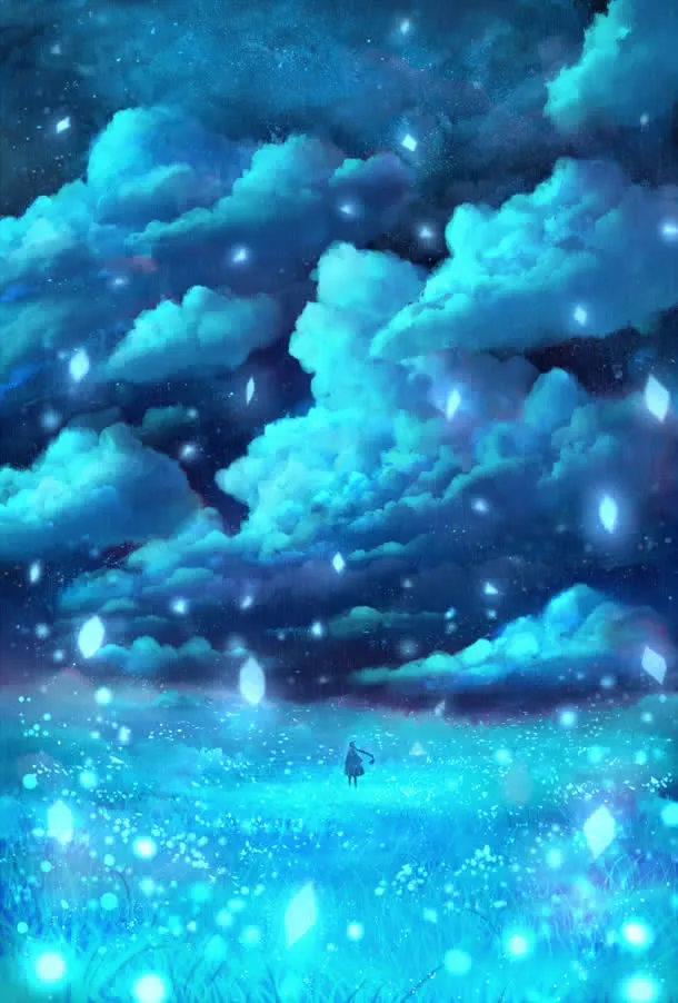 蓝色的星空唯美素材免抠