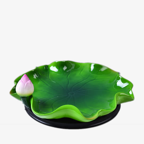 绿色荷花果盘瓷器免抠