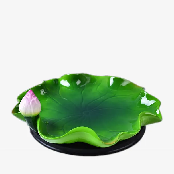 绿色荷花果盘瓷器免抠