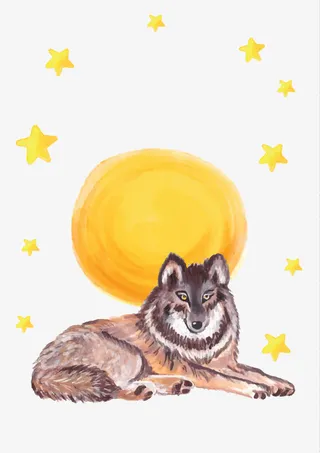 矢量月圆之夜免抠