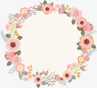 粉色美丽花朵草环免抠