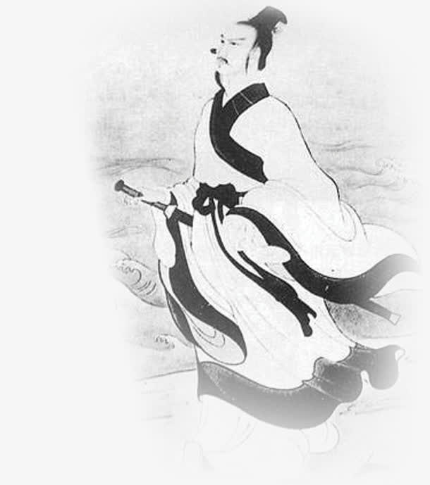 黑白古典人物诗人屈原端午免抠