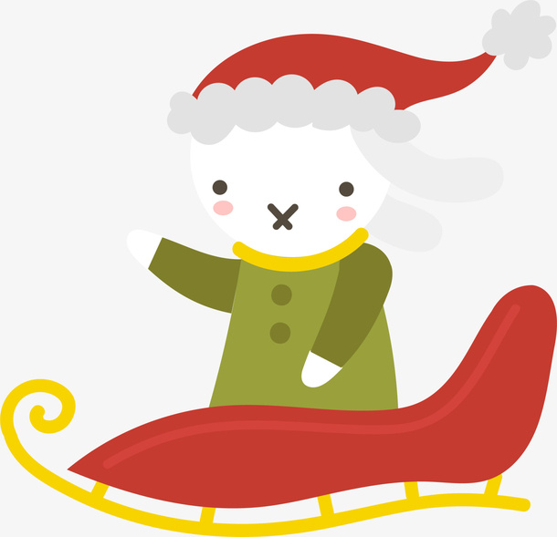 红色冬季雪橇雪人免抠