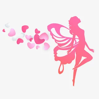 矢量女生节蝴蝶翅膀女孩免抠