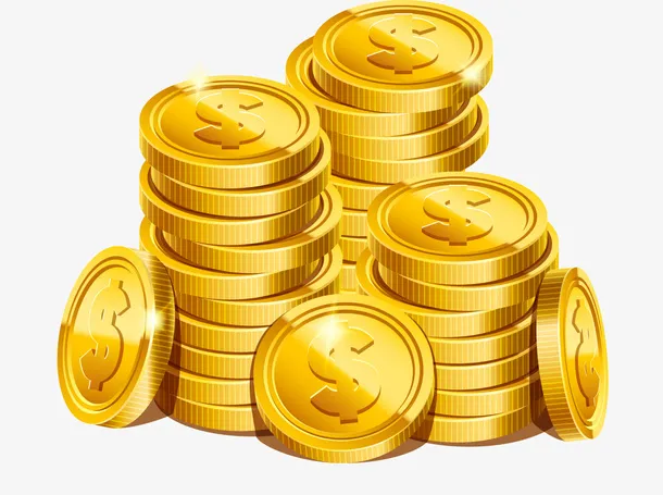 金色耀眼钱币免抠