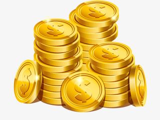 金色耀眼钱币免抠