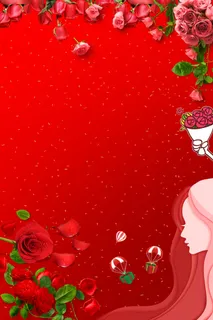 红色简约38女神节海报高清