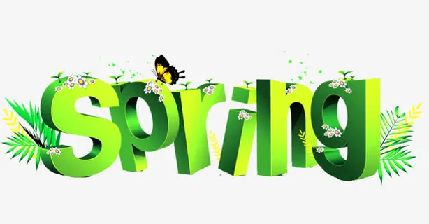 spring英文创意设计免抠