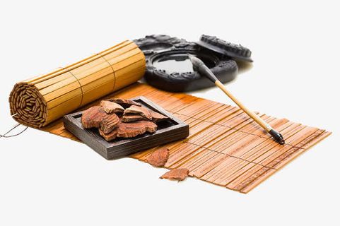 竹简和毛笔摄影免抠