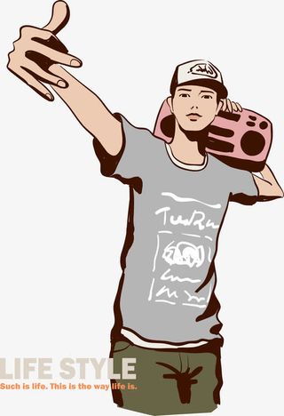 卡通饶舌歌手矢量免抠