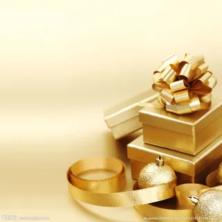 金色礼盒蝴蝶结海报免抠