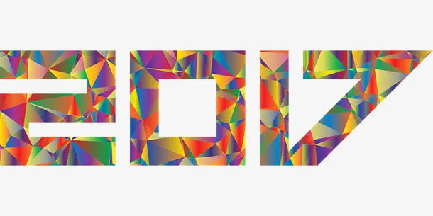 彩色几何风格2017年字体设计免抠