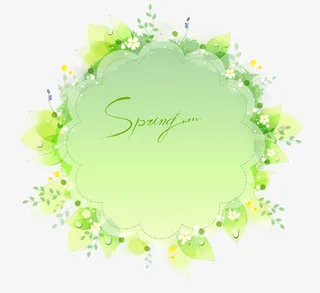 绿色花卉文本框矢量素材免抠