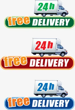 24小时免费送货图案矢量素材免抠