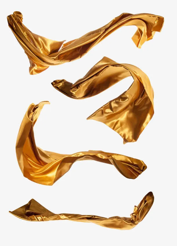 金色漂浮绸缎免抠