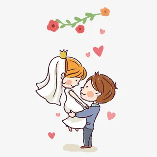 卡通新娘新郎矢量图免抠