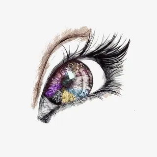 手绘炯炯有神的眼睛彩色美瞳免抠