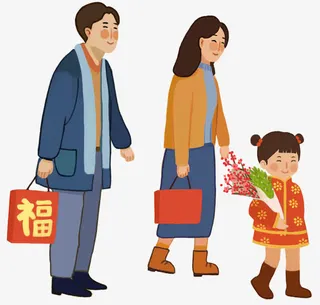 新春拜年手绘插画素材免抠