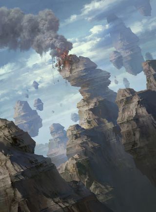 天空烟雾岩石重峦叠嶂的大山免抠