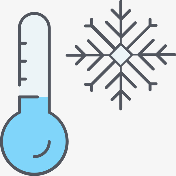 手绘温度计和雪花免抠