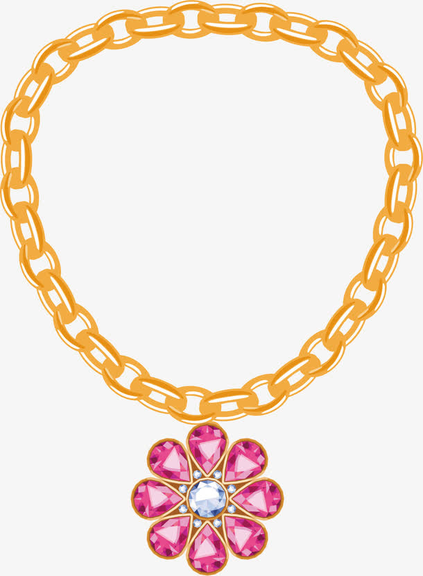 黄金矢量项链免抠