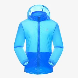 湖蓝色超薄透气防晒衣免抠