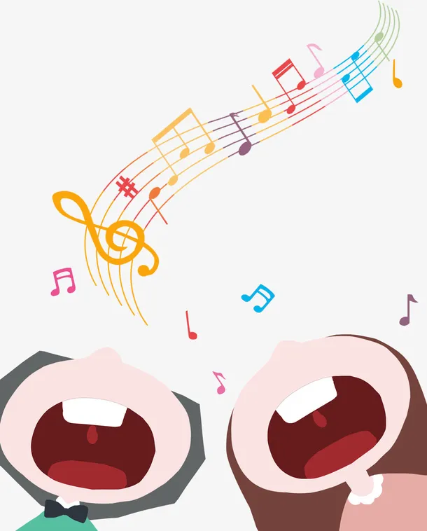 世界儿歌日主题唱歌的孩子与音符免抠