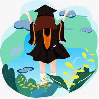 原创元素毕业季女孩背影免抠