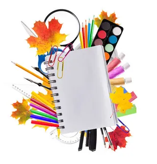 学习用品与画纸免抠