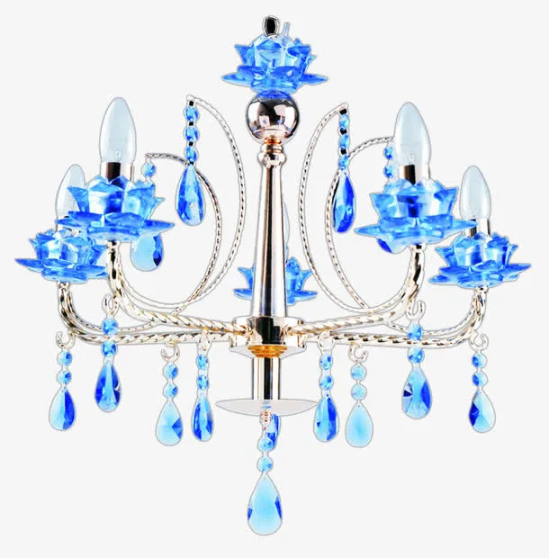 蓝水晶灯实物促销免抠