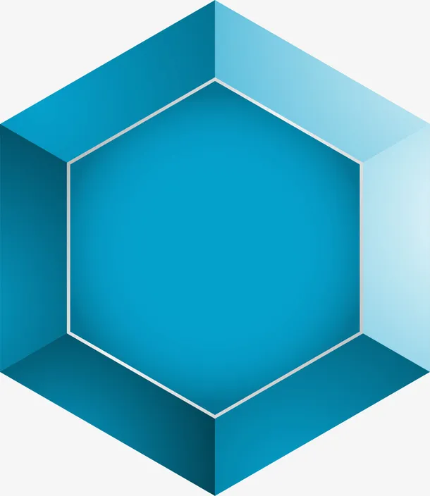 简约蓝色六边形免抠