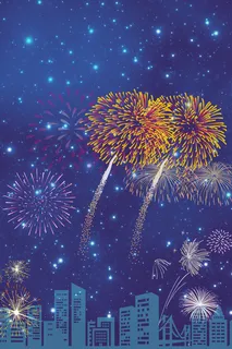 国庆节城市夜晚烟花海报背景高清